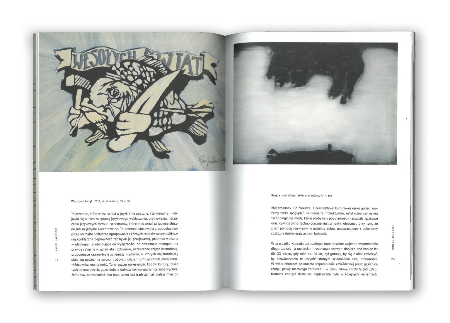 książka rozłożona na ilustracjach i tekście.